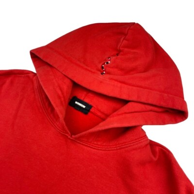 Monrow Men's 100% Cotton Snake Embroidered Hoodie Sweatshirt Red   Small