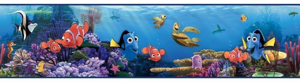 Disney Finding Nemo and Dory in Blue Sea on Sure Strip Wallpaper