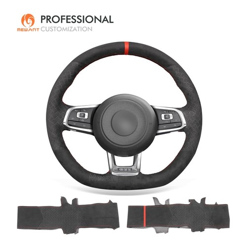 MEWANT DIY Quilted Alcantara Steering Wheel Cover for VW Golf GTI Golf