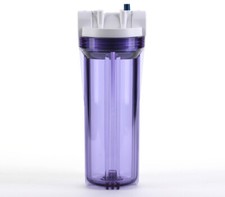 Hydronix 10" Clear Housing, White Rib Cap, RO  Filtration 3/4" Ports w/ Relief