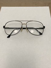 Double Bridged Black  Gold Aviator Eyeglass Frames w/Demo Lenses 62-18-150