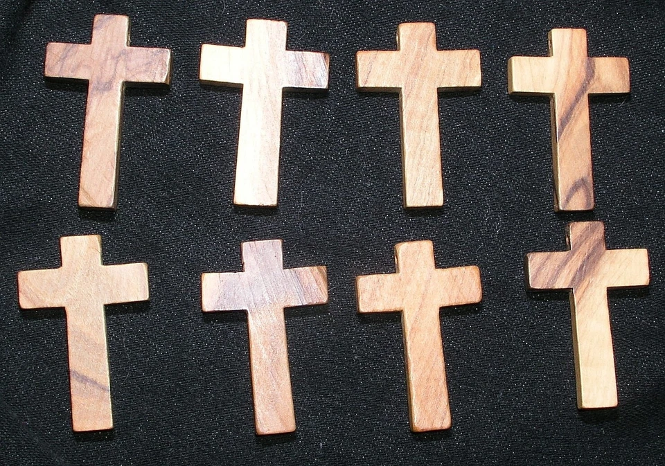 Olive Wood Cross Pendants Polished Drilled Holes Crafts Jewelry Making Set of 8 - Image 4 of 4