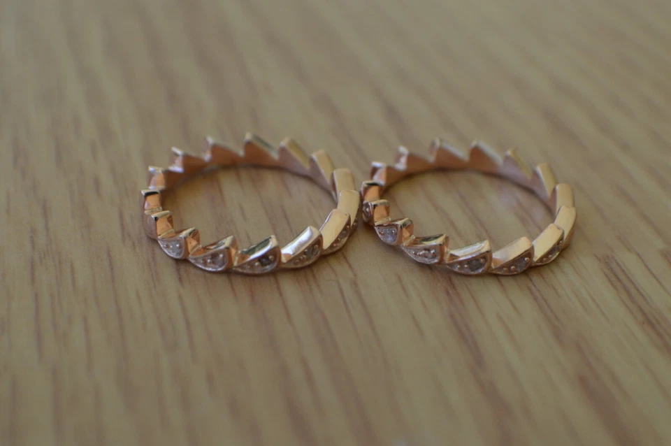 0.10ct Pink Diamond Stackable Rings 14K RG & Rhodium over Sterling Silver Size 6 - Image 2 of 4