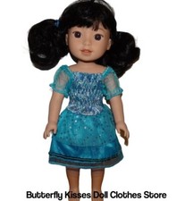 Blue Sparkle Dress Doll Clothes For 14" Wellie Wishers