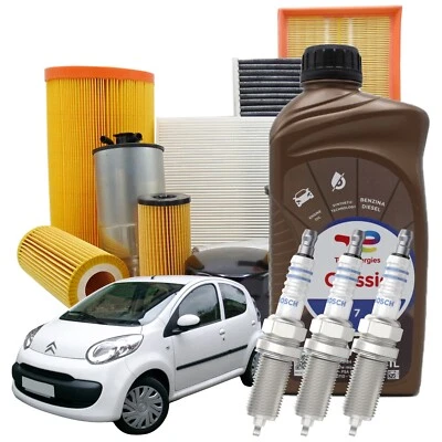 MISTI Kit Tagliando 3 Filtri 3lt Total Classic 7 10w40 Candele Citroen C1 1.0 Benzina
