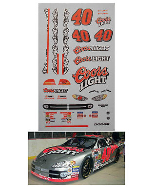 Sterling Marlin #40 Coors Light 1/64 scale decal AFX Tyco Lifelike Autoworld