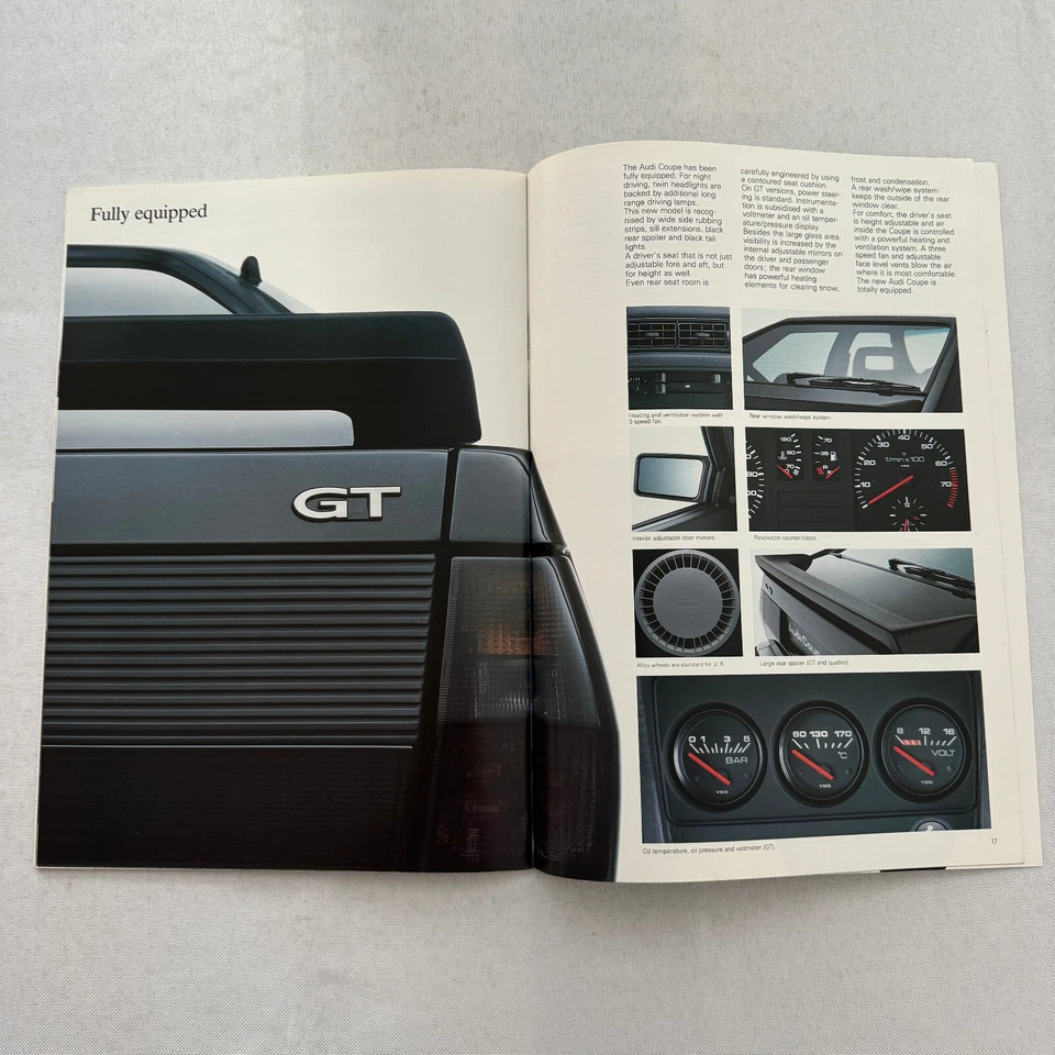 Folleto de ventas Audi cupé catálogo publicidad Audi cupé GT 1985 Foto 4 de 4