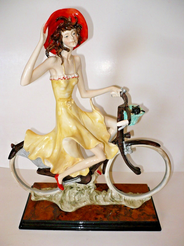 Vintage Bicycle Sculpture Hand Painted Porcelain From Italy By A. Santini