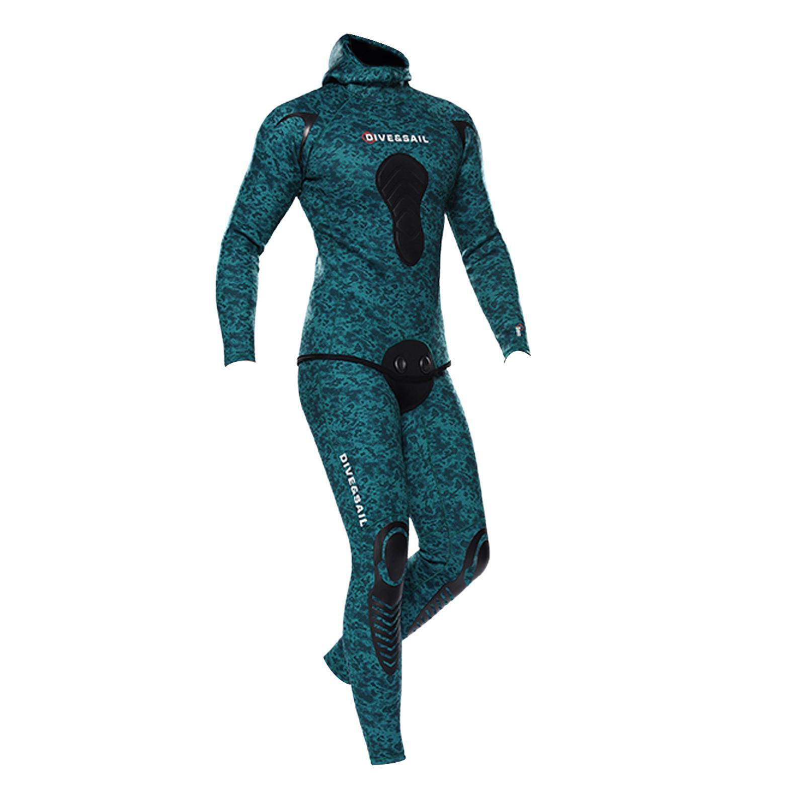Mens Wetsuit Top and Pants Spearfishing Suit for Kayaking Freediving