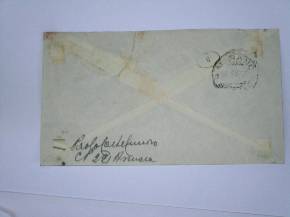 Busta lettera con francobollo Eritrea lire 0,50 di Posta Aerea annullo 1937 - Immagine 3 di 3