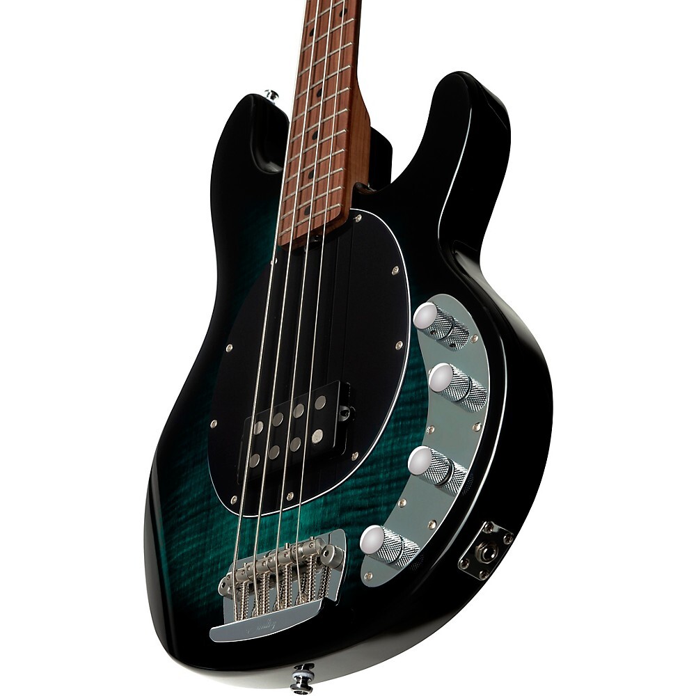 Sterling by Music Man StingRay Ray34 Flame Maple Bass Guitar Teal