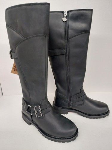 GENUINE HARLEY DAVIDSON Women's Lomita 15.25-Inch Black Motorcycle Boots D84325 - Picture 2 of 3