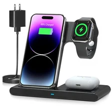 Wireless Charger iPhone Charging Station: 3 in 1 Charger Stand Multiple Devic...