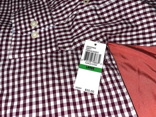 Izod Premium Essentials Men’s Purple Potion Plaid Check Button Down NWT Large - Bild 2 von 4