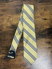 Brooks Brothers Gold, Navy  White Striped Tie 100 Silk Men's Necktie 58"