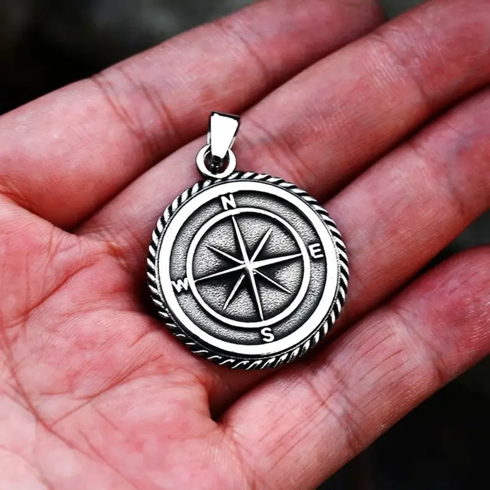 Kompass Kette-Anker Anhänger-2in1 Motiv Anhänger-Zeitlos-Gliederkette Herren-Vik - Bild 4 von 4