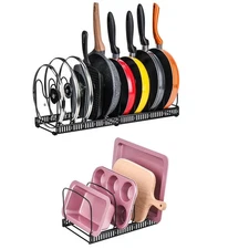 Toplife Adjustable 10 Pans Organizer Rack 7 Lids Organizer Rack for Kitchen C...