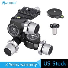 3 Way Geared Tripod Head 3 Axis Pan/Tilt Fluid Head Panoramic W/ Panning Base