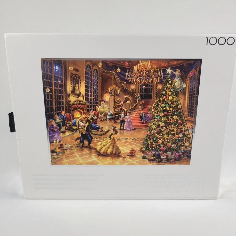 Disney Ceaco Silver Thomas Kinkade Beauty & Beast Belle Christmas 1000pc Puzzle - Image 3 of 4