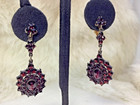 Antique Victorian BOHEMIAN GARNET Dangle Earrings 1.75”  CZECH — photo 3