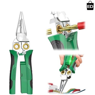 8-In-1 Wire Stripper Pliers: Compact Portable Multi-Function Electrician Tool -