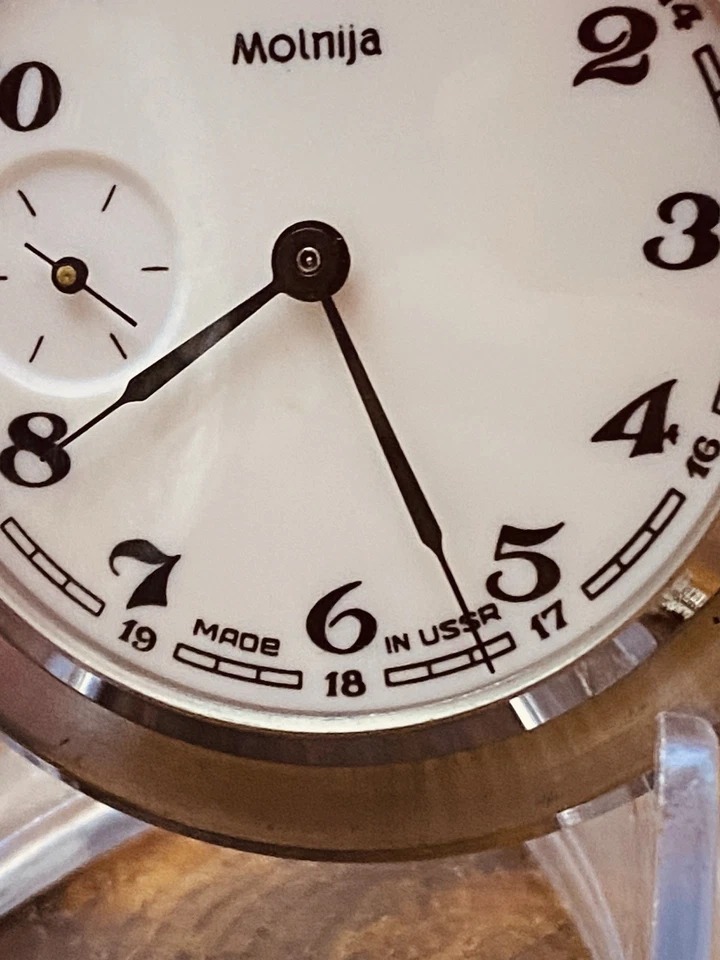 Vintage Military Molnija Pocket Watch 50mm Molnija 3602 Soviet USSR #6996 - Image 4 of 4