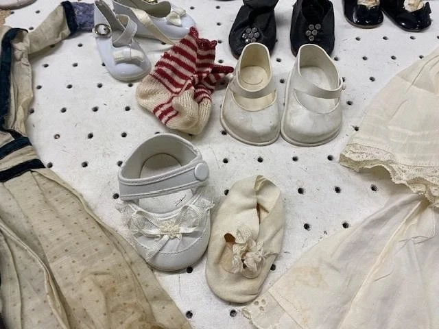 Vintage Antique Doll Clothes Shoes Lot Dress Slips Lace Bonnet Lee Middleton - Image 3 of 4