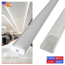 50PK 6.6FT/2M U Shape Led Aluminum Channel With Milky White Cover For Led Strip
