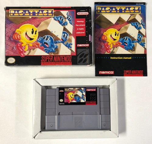 Pac-Attack (Super Nintendo SNES, 1993) w/ Box & Manual