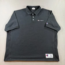 VTG Champion Reverse Weave Polo Shirt Mens 2XL Black Heavyweight Rugby Golf
