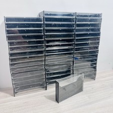 48 Cassette Tape Cases Clear w/ Black Plastic Jewel Audio Empty Replacement