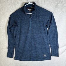 Ariat Rebar Pullover Mens Medium Blue Heather 1/4 Zip Work Waffle Thermal Lined
