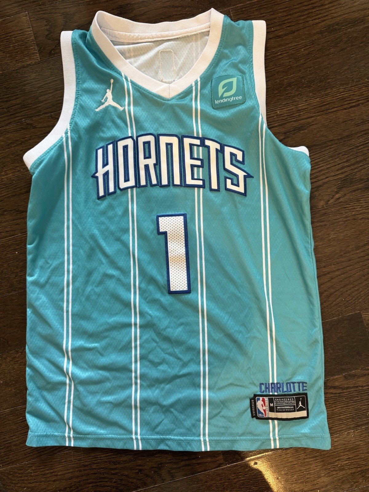 Jordan Charlotte Hornets Ball #1 NBA Swingman Jersey Teal M