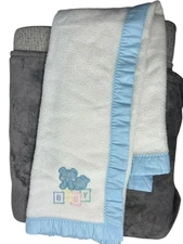 Cuddle Time Vintage Baby  Crib Blanket 36x45"  Bear Dreams  Boy