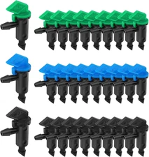 90 Drip Emitters in 3 Sizes and 3 Colors for Garden Irrigation, 1-4 GPH