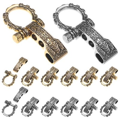 14-Pack Paracord Bracelet Shackle Buckle Pattern Type [Gold&Silver, Round Head]