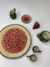Miniature Tea Set 5  Watermelon Red/green Resin E6-24