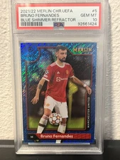 2021-22 Topps Merlin UCC Bruno Fernandes Blue Shimmer /75 Manchester United