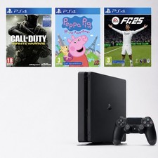 PlayStation 4 (PS4 Slim) - 500GB Black Console & Controller Bundle with 3 Games!