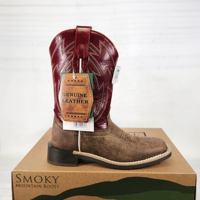Size 1 BIG KIDS - Smoky Mountain Nomad Cowboy - Brown / Burgundy LEATHER