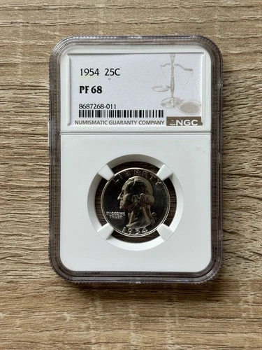 1954 Washington Silver Quarter NGC PF-68 No Mint Mark