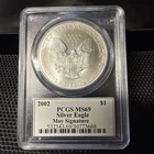 2002  $1 American Silver Eagle PCGS MS69 Edmund C. Moy Signature