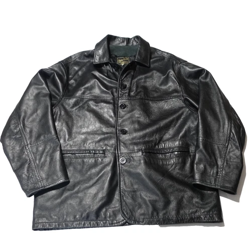 Vera Pelle Jacket Mens XL Black Viscosa Leather Designer Button Up Made In Italy - product listing photo