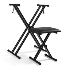 Keyboard Stand Bench Set, Upgrade Heavy Duty Double-X Piano Stand with