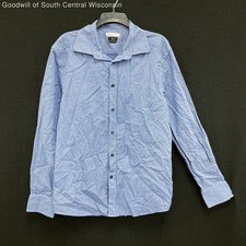 Mens VERSACE Collection Trend 100% Cotton Blue Long Sleeve Button Up Shirt Sz 43