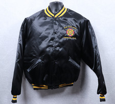 VTG 80s King Louie Men's Large Bomber Jacket Military VFW Black Snap USA Made
