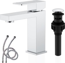 KENES Chrome Bathroom Faucet Single Handle Pop Up Drain