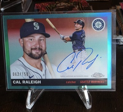 2025 Topps Chrome Platinum Cal Raleigh Mariners Aqua /150 On Card Auto CPA-CR.!