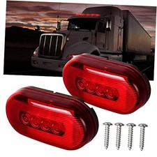 2Pcs 4x2 Oval LED Side Marker Light 10 Diodes Surface Mount Waterproof Red
