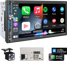 PLZ 7" Wireless Double Din Car Stereo Carplay/Android Radio Screen Car Audio